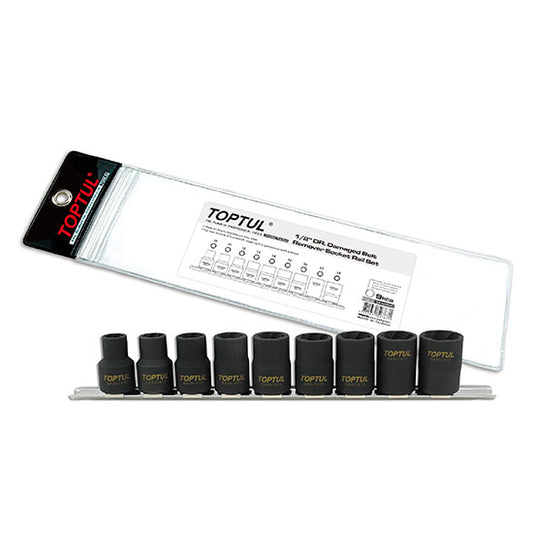 9PCS 1/2" DR. Damaged Bolt Remover Socket Rail Set