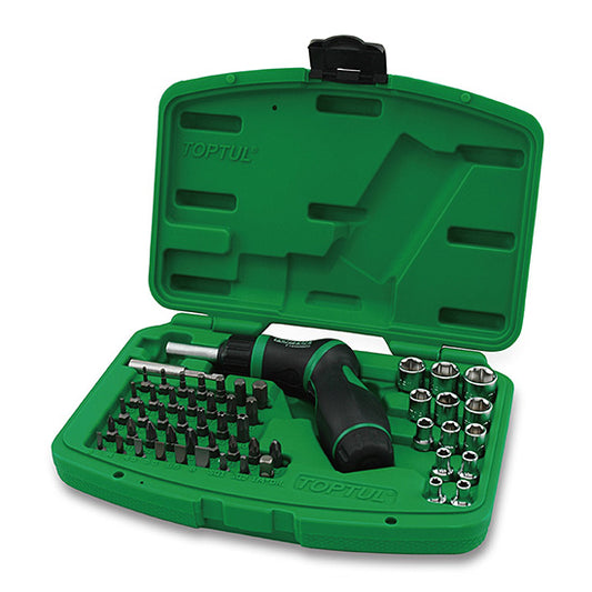 54PCS High-Torque Pistol Grip Ratchet Screwdriver, Bit & Socket Set